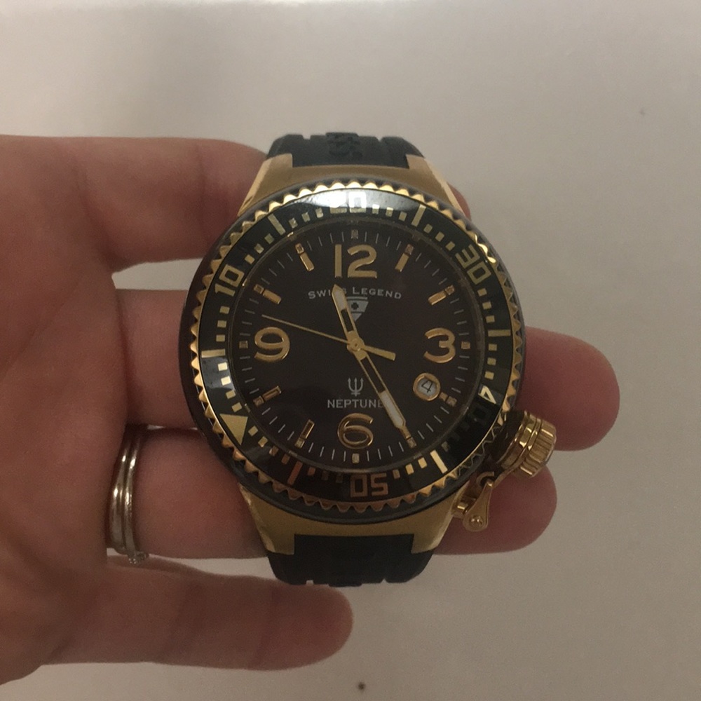 Black and gold oversized Swiss watch